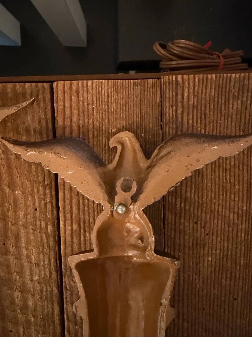 Pair of vintage 1975 Delta federal eagle tapered wall sconce candle holders